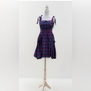 MARC BY MARC JACOBS Plaid Sleeveless Mini Dress - Blue and Pink